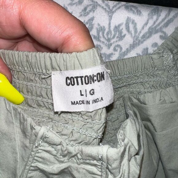 Cotton on light moss green linen cotton peasant top crop top smocked corset styl - Picture 4 of 6